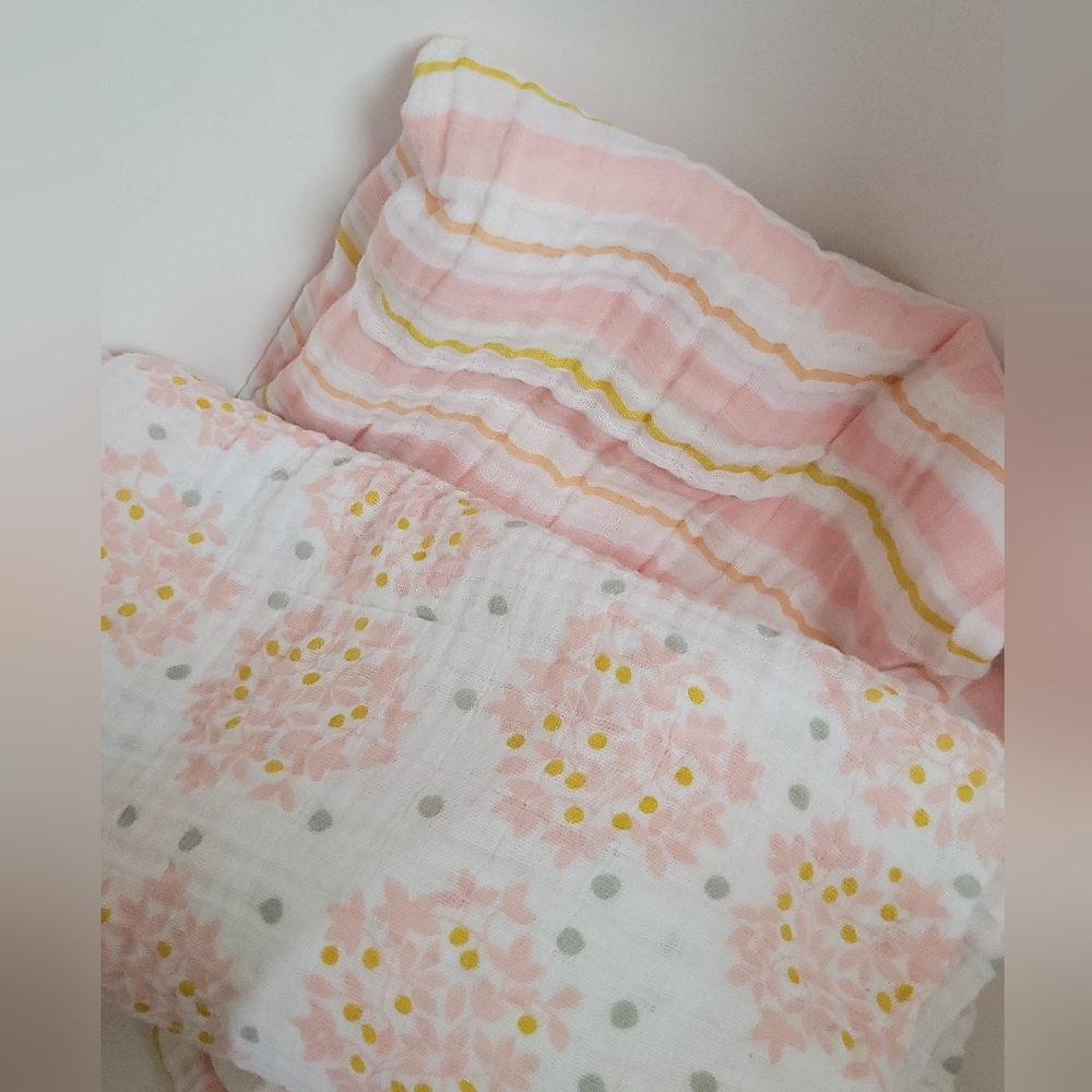 Swaddle Designs cotton muslin swaddle blankets for baby pink floral and Stripes